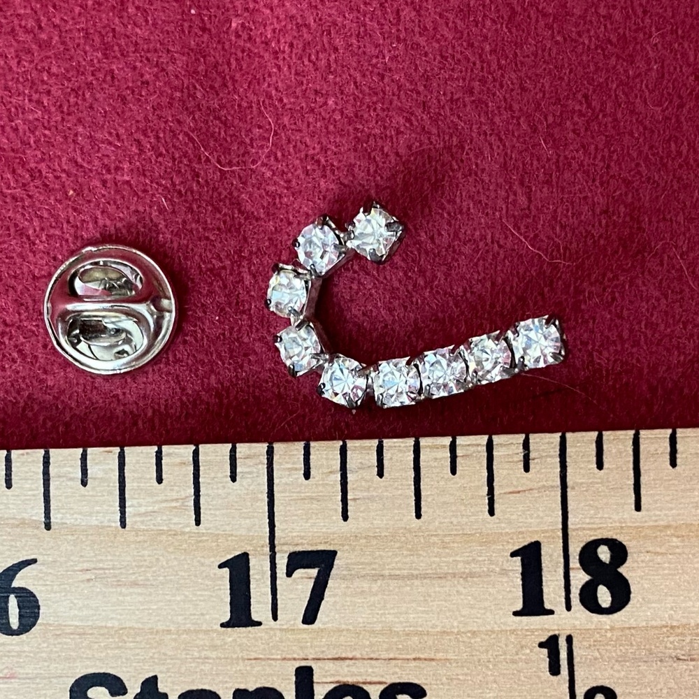 Clear Rhinestone "J" Pin. - Picture 3 of 7